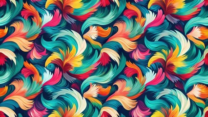 Poster - Abstract Swirling Feathers in a Vibrant Color Palette