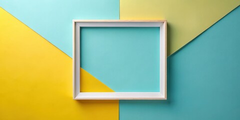 Poster - Minimalist white frame against a colorful geometric background. It's a perfect backdrop for showcasing your artwork, photography, or design projects.