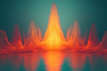 Fototapete - towering translucent spire pulses vibrant colors its base phasing in and out of reality. Energy waves ripple outward creating otherworldly atmosphere captivates viewer.