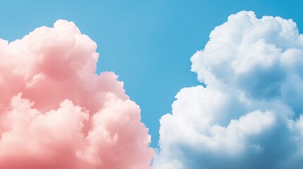 Poster - Tranquil Soft Pastel Clouds in Pink and Blue Contributing to a Serene Sky Setting for Peaceful Nature Themes