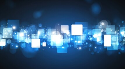 Poster - Blue Glowing Squares Abstract Background Design