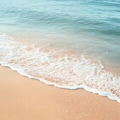 Poster - Relaxing beach with soft waves and gentle breeze perfect for a serene getaway or peaceful reflection time at sunset. Generative AI