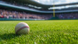 © romanets_v - Close-up of baseball on grass at sunny stadium