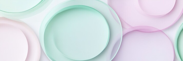 Poster - Elegant overlapping circles in pastel tones create a serene design with ample space for text and branding. Generative AI