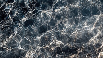 Poster - close-up of shimmering water surface texture with ripples and reflections in natural light creating 