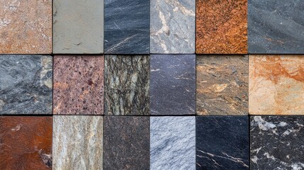Poster - elegant collection of abstract granite stone tiles showcasing diverse natural textures and colors fo