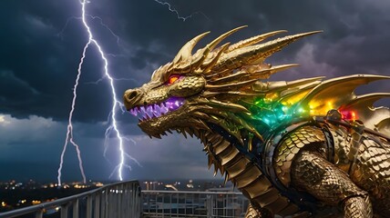 Wall Mural - golden dragon statue