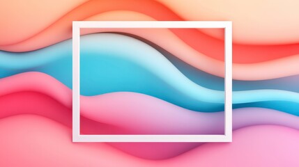Poster - Soft Colorful Waves Background with Empty Frame for Text Area