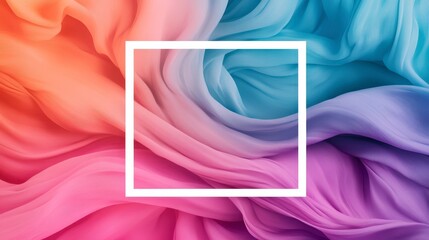Poster - Colorful Fabric Swirl with Empty Frame for Creative Designs