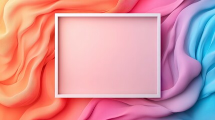 Poster - Colorful Soft Fabric Background with Empty Frame for Design Purposes