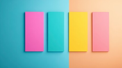 Poster - Colorful Bright Planks on Split Color Background for Creative Design