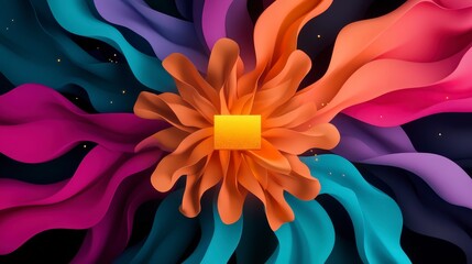 Poster - Vibrant Abstract Design with Flowing Waves and Central Element