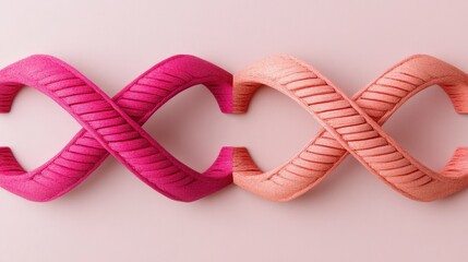 Poster - Dual Colored Twisted Ribbons in Pink and Coral on Soft Background