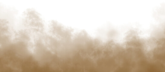 brown dust sand soil smoke cloud particles isolated on a transparent white background. sandstorm eff