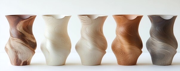 An experimental potter using dual-tone glazing to add depth to a series of vases.