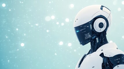 Poster - Futuristic Robot Profile with Abstract Background and LED Display