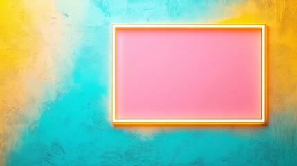 Poster - Vibrant Neon Frame on Abstract Colorful Background for Display