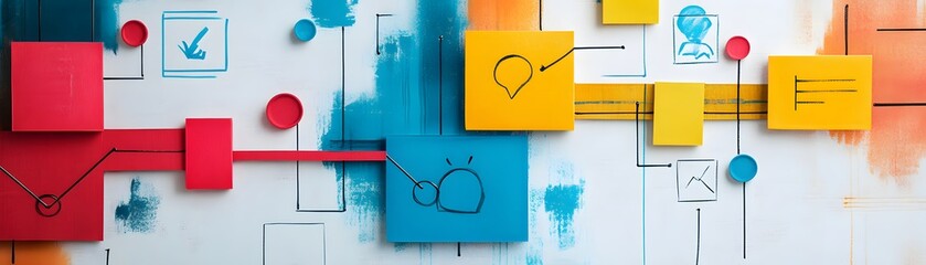 Poster - A vibrant composition of geometric shapes and colorful patterns, ideal for backgrounds, presentations, or creative projects, showcasing modern artistic design and bold visual eleme
