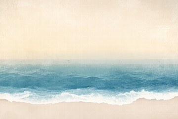 Aufkleber - Soft waves gently lap against a tranquil beach, inviting relaxation and reflection during the early morning hours. Generative AI