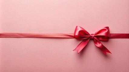 Aufkleber - A single satin ribbon bow tied in a classic style, displayed on a soft pink background, creating a simple yet elegant visual
