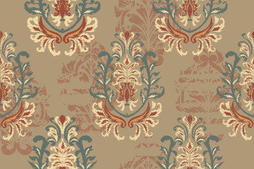 Wall Mural - damask seamless pattern, motif, fabric, wallpaper, background, etc.