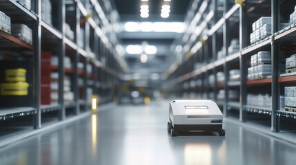 Poster - Blurred View of a Bustling Fulfillment Center with Automation