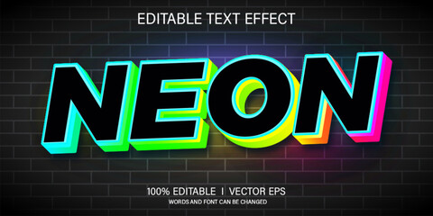 Poster - neon vector text effect with modern style design