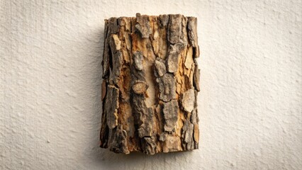 Poster - A close-up image of a tree bark sample, featuring a textured surface, showcasing a natural pattern of brown and gray tones.