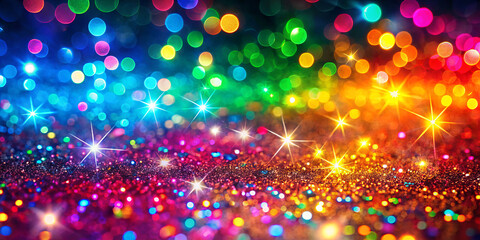 Poster - A dazzling array of colorful sparkles fills the background, creating a lively, joyful atmosphere perfect for celebrations. The radiant lights bring energy and excitement