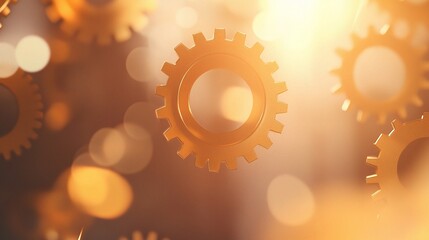 Poster - Overlapping Metallic Gears with Blurred Background Effects