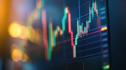 Poster - blurred background of stock market chart with business concept design