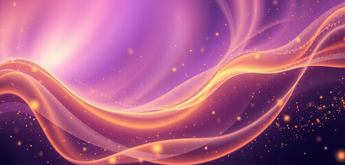 Poster - Soft waves of purple and orange blend seamlessly, creating a captivating abstract design. The interplay of light and color evokes a sense of tranquility and beauty