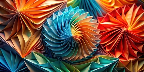 Poster - A Vibrant Abstract Composition of Folded Paper with Geometric Shapes and Vivid Colors