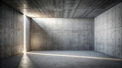 Aufkleber - A beam of sunlight pierces through a crack in the concrete walls of an otherwise empty room.