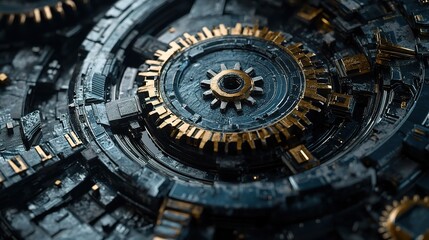 Poster - Intricate Mechanism with Interlocking Cogs and Gears in Detail
