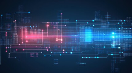 Poster - Digital Network Abstract Glow Lines Data Stream Technology Background