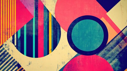 Aufkleber - Creative abstract retro risograph design with vibrant colors and ample copy space for text inclusion. Generative AI