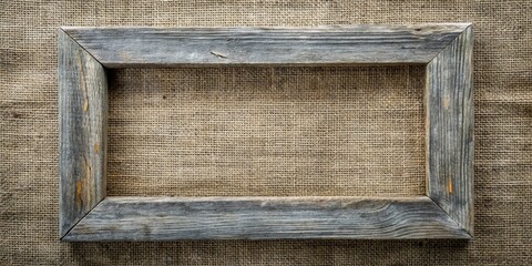 Poster - A rustic wooden frame placed on a burlap background, creating a natural and earthy composition for display or text placement.