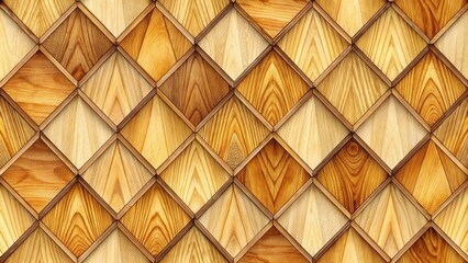 Aufkleber - Intricate Wooden Pattern with Diamond Shapes and a Warm, Natural Texture