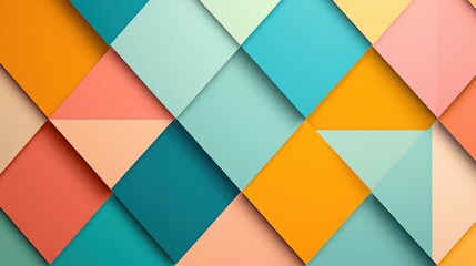 Poster - A vibrant wallpaper design featuring interlocking triangles of various sizes, creating a dynamic and visually engaging pattern.