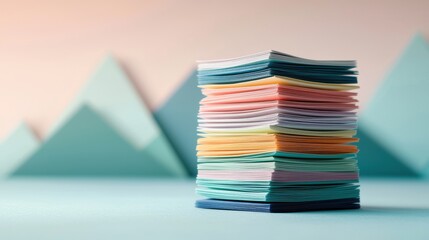 Poster - A stack of colorful origami paper, showcasing the potential for creating endless geometric shapes and designs.