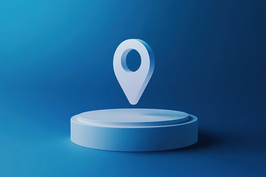 Location marker icon on a blue platform.  Clean, minimalist design perfect for digital projects.