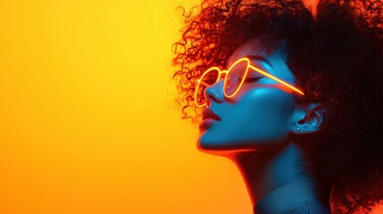 Poster - a portrait of a woman with glowing light flares around her, creating a halo effect and adding a sens