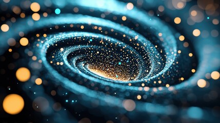Poster - Glowing particles swirling and colliding in a chaotic yet mesmerizing dance, representing the flow of energy and the interconnectedness of all things.