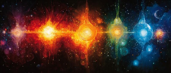 Wall Mural - magnetic patterns pulse into radiant, glowing cosmic art forms., Generative AI