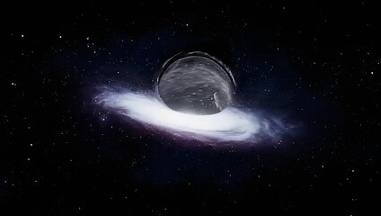 Wall Mural - spinning black hole absorbing cosmic dust with gravitational lensing effects