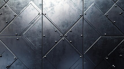 Poster - Reflective Metal Surface Background with Geometric Patterns