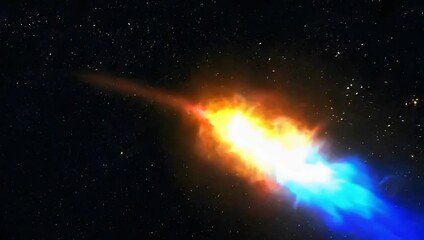Wall Mural - brilliant comet with shimmering tail racing through starry cosmic void