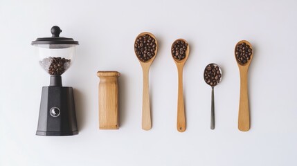 Coffee Beans and Grinder: A Flat Lay Composition