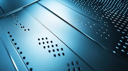 Poster - Modern Metal Pattern with Blue Background and Shining Texture